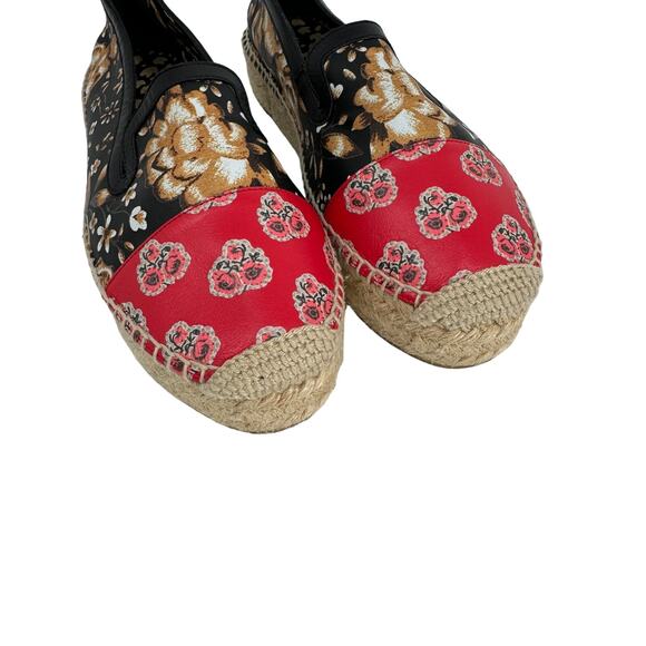 Alexander McQueen Leather Floral Paisley Print Platform Loafers Espadrilles - Picture 9 of 12